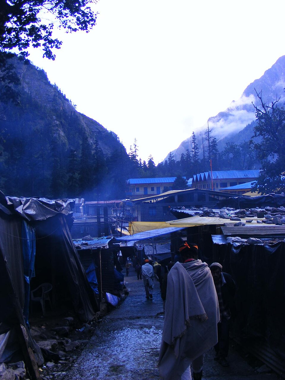 Ghangaria village at dusk, the last inhabited base camp before the Valley of Flowers and Hemkund Sahib treks